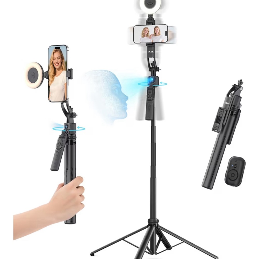 Auto Face Tracking Tripod for iPhone/Cell Phone/Android/Camera with Light